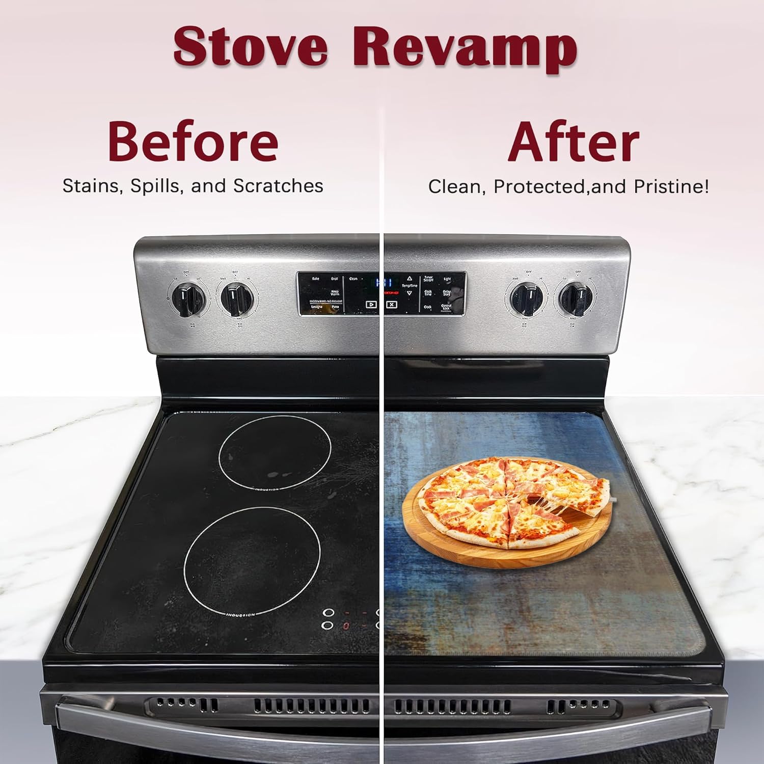 Teal and Blue Stove Top Cover Glass Cooktop Heat Resistant Cover,Abstract Art Grunge Painting Ceramic Stove Top Covers Mat Prevents Scratching Stoves/Counter/Washer Protector, 28x20 in