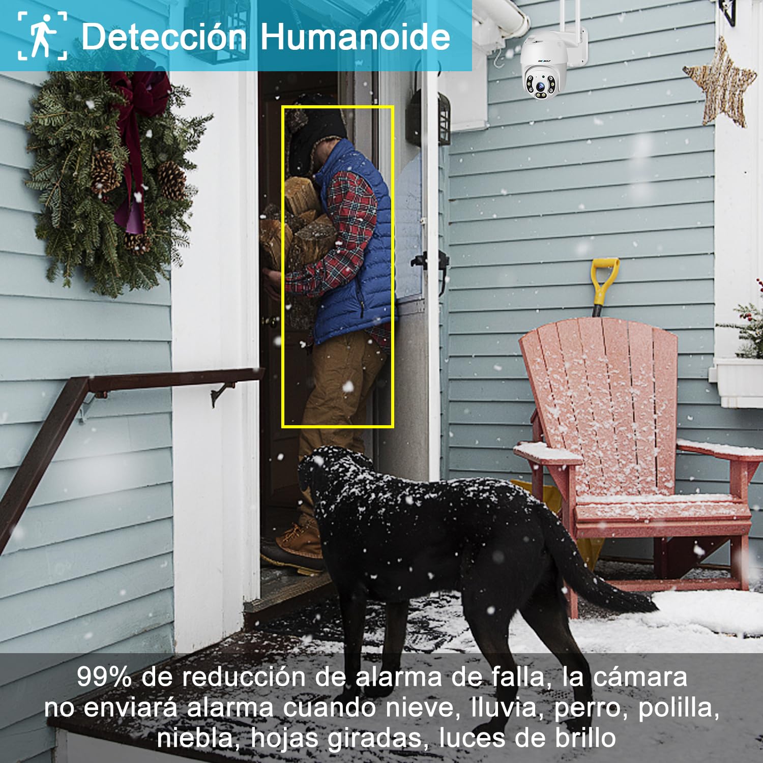 GENBOLT 2.5K Cámara Vigilancia WiFi Exterior con PTZ PoE Cámara | Seguimiento Automático, Detección Humana, Visión Nocturna a Color, Sirena Activa Alarma, CCTV