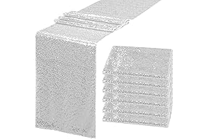 6 Pack Silver Sequin Table Runners for Weddings and Events