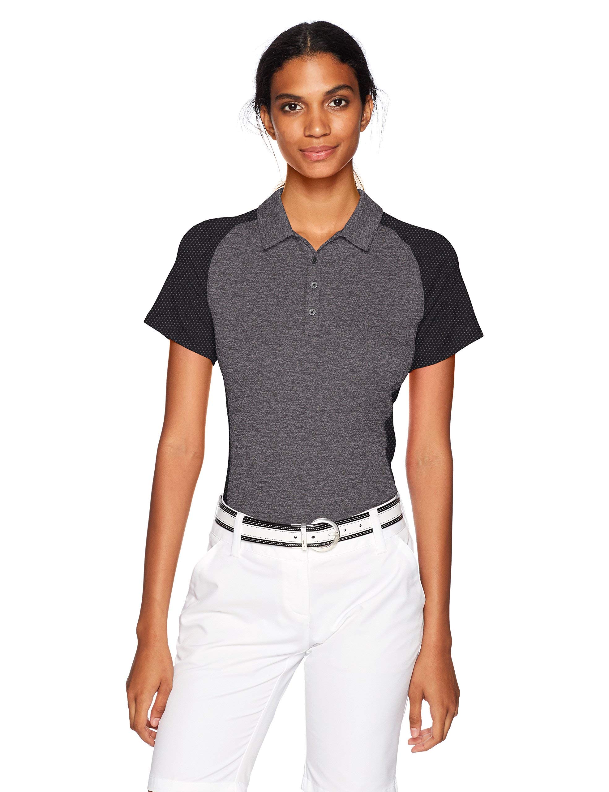 Adidas Womens Golf Heathered Mesh Short Sleeve Polo Shirt