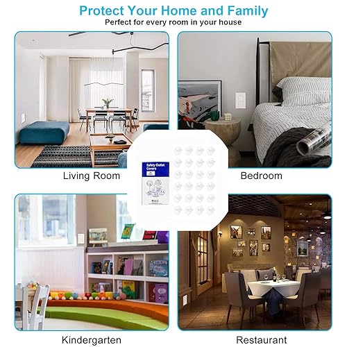 Miniatura 6 de Fundas transparentes de seguridad para bebés (paquete de 24), cubiertas de plástico duraderas para enchufes de corriente, tapas de seguridad