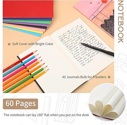 Miniatura 4 de miikoul Paquete de 48 cuadernos A5 en blanco a granel, papel colorido de tapa suave sin forro para niños, estudiantes, viajeros, dibujos, escritura,