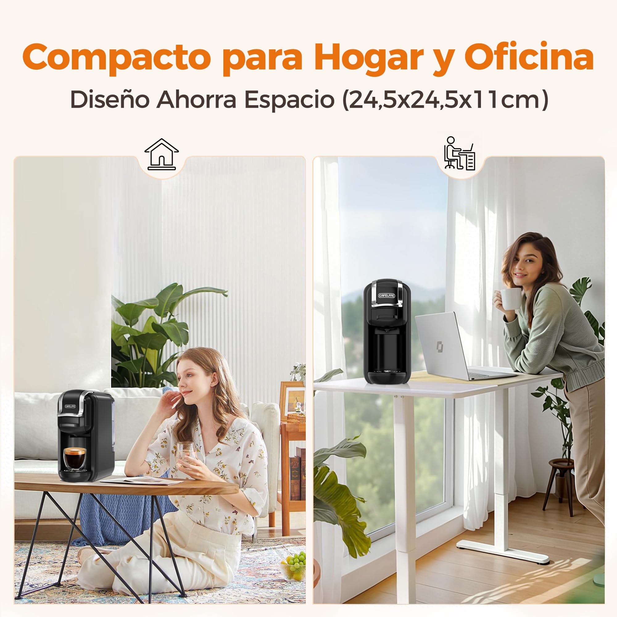 CAFELFFE MK-603 - Cafetera de cápsulas, máquina de café de espresso caliente / frío 4 en 1, compatible con cápsulas ESE, cápsulas Nes Original/DG y café molido, infusión rápida