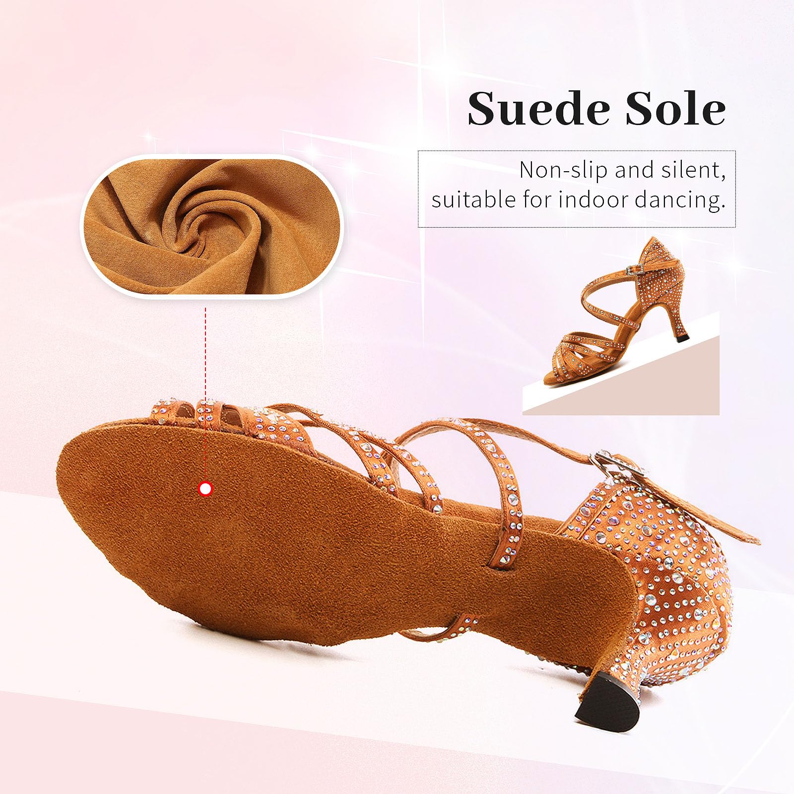 SWDZM Scarpe da Ballo Latino Americano con Strass Salsa e Bachata Donna
