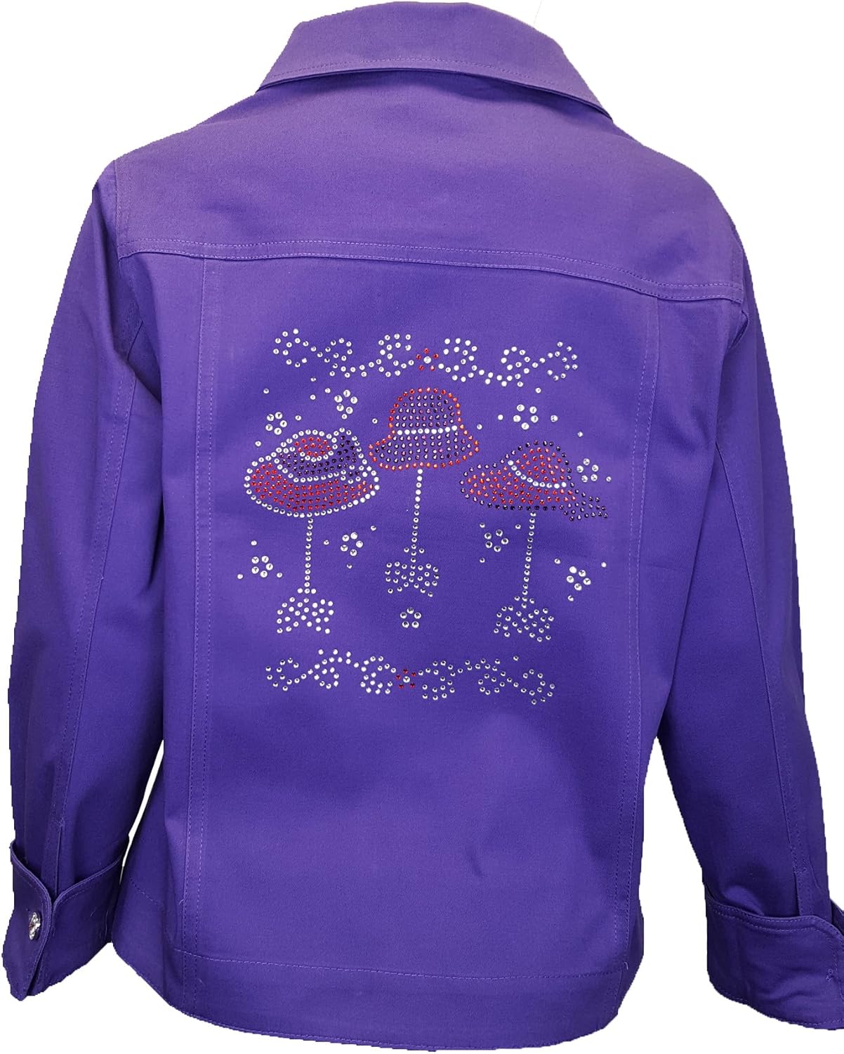 ID ISAAC'S DESIGNS Purple Red Hat Society womens bling rhinestone jacket with stretch