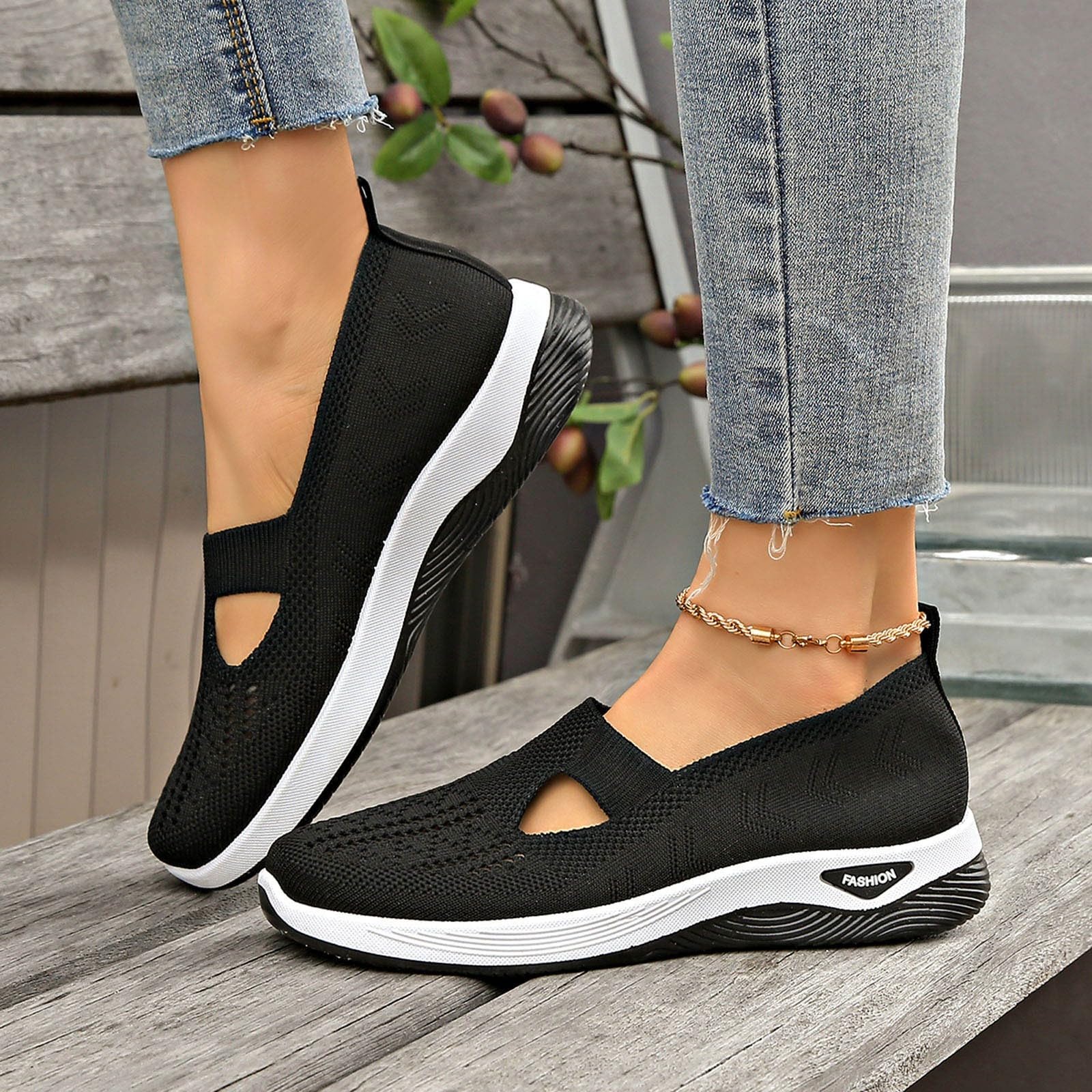 Chaussure Orthopédique Femme Été Baskets Légère Respirante Basket Ballerines Antidérapante Marche Enfiler Sans Lacet Sneakers Chic Fitness Slip on Confort Basquette Course Travail - 2