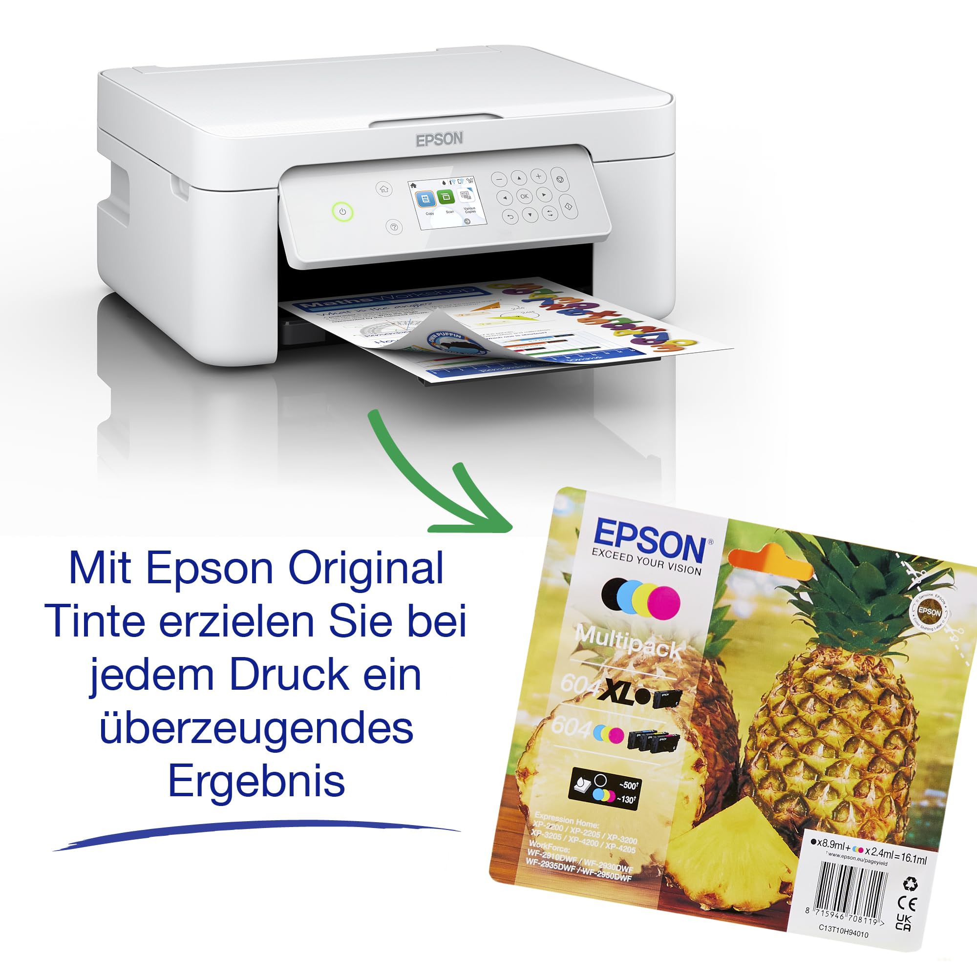 Epson Expression Home XP-4205 3-in-1-Tinten-Multifunktionsdrucker, Scanner, Kopierer, WLAN, Einzelpatronen, Duplex, 2,4-Zoll-Display, DIN A4, inkl. 3 Monate ReadyPrint Flex-Tintentarif
