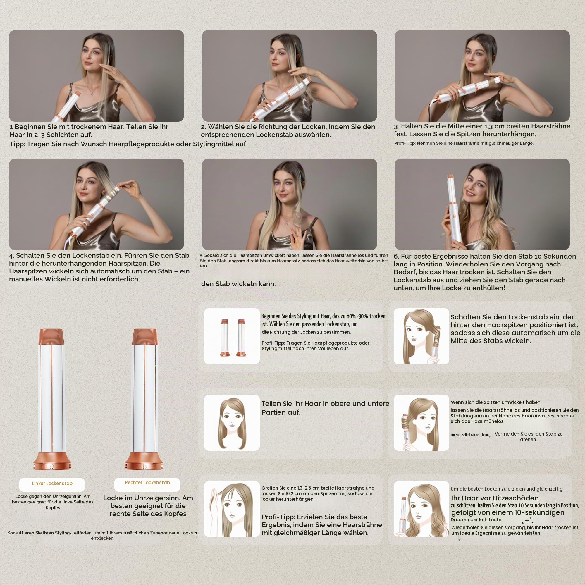 Hair Styler Set 5 in 1 Hairstyler 5 in 1 mit Rundbürstenföhn, Warmluftbürste, Föhnbürste, Haartrockner, Air Curler, Glättbürste, Hairstyler Airstyler Haarstyling Geräte für Alle Haartypen