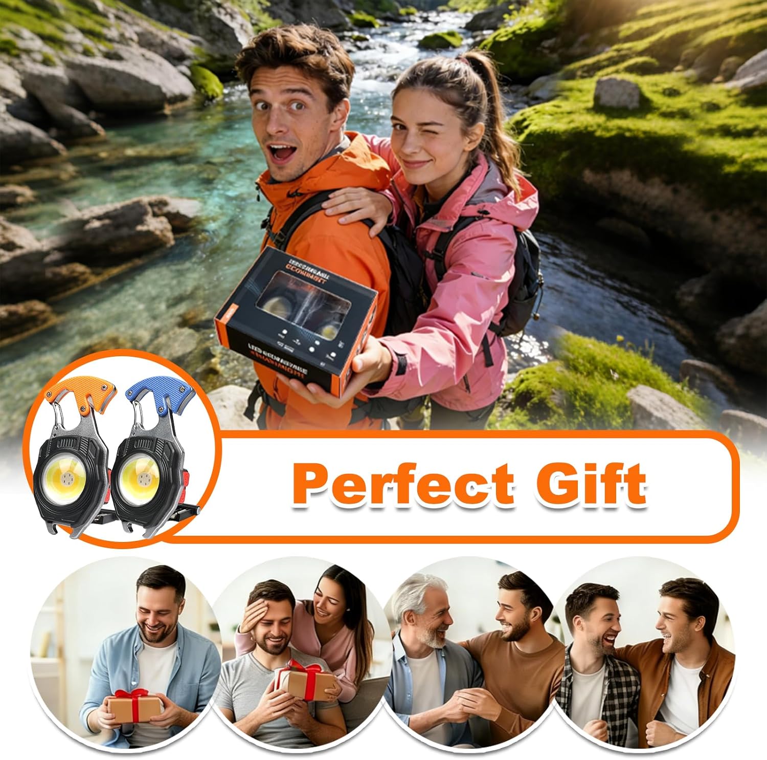 COB Keychain Work Light Flashlight - Rechargeable Multitool Camping Fire Starter 7modes 1600 Lumens for Emergency Survival Hiking Gear,Walking Dogs EDC for Men,Outdoor Enthusiasts(2Pack)
