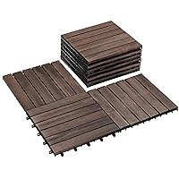 Vista 15 de PrimeZone - 54 azulejos entrelazados de madera de acacia sólida para terraza, patio, 12 x 12 pulgadas, impermeables, para interiores y exteriores