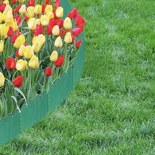 Miniatura 6 de EEOCWF 10 bordes de borde de jardín verdes, borde de plástico de 8.66 x 8.66 pulgadas, borde de jardín decorativo entrelazado de 7.2 pies, borde de