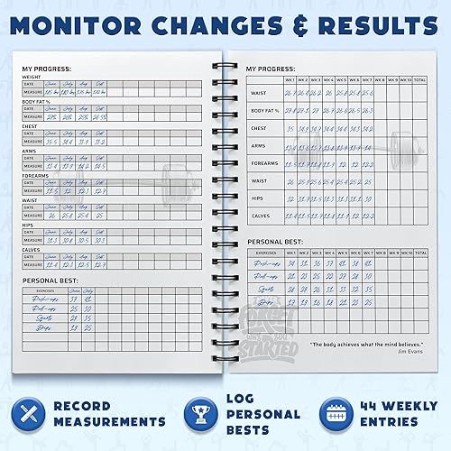 Miniatura 8 de Planificador de entrenamiento para el seguimiento diario de la condición física y establecimiento de metas - Tamaño A5, 6” x 8”, gris carbón -