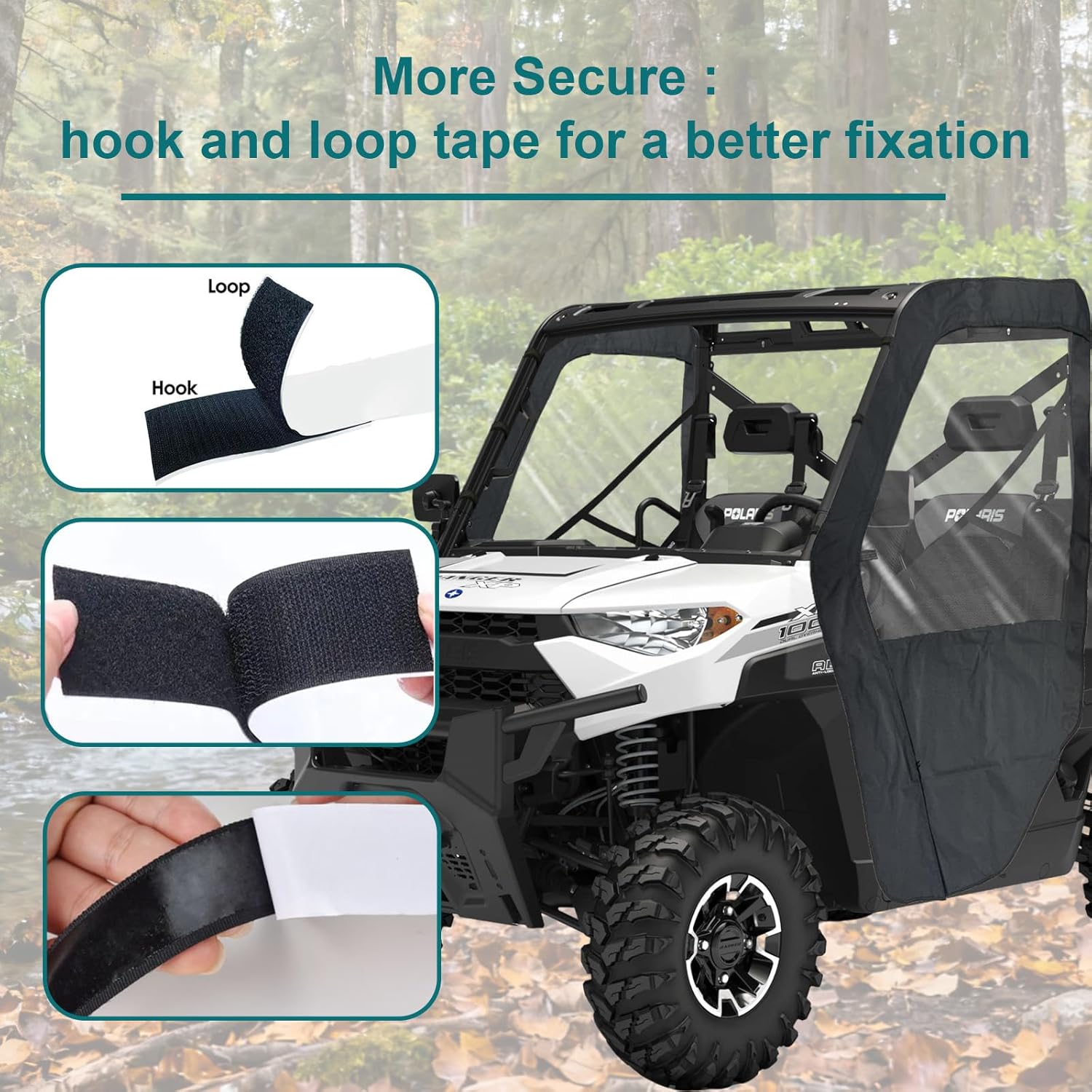 QYMOTO Polaris Ranger XP 1000 Doors,Soft Full Side Doors Compatible with Polaris Ranger 1000 Doors 2017-2026 Cab Enclosure with Heavy Duty Zipper Open Window, Stop Cold, Rain,Dust and Debris Outdoor