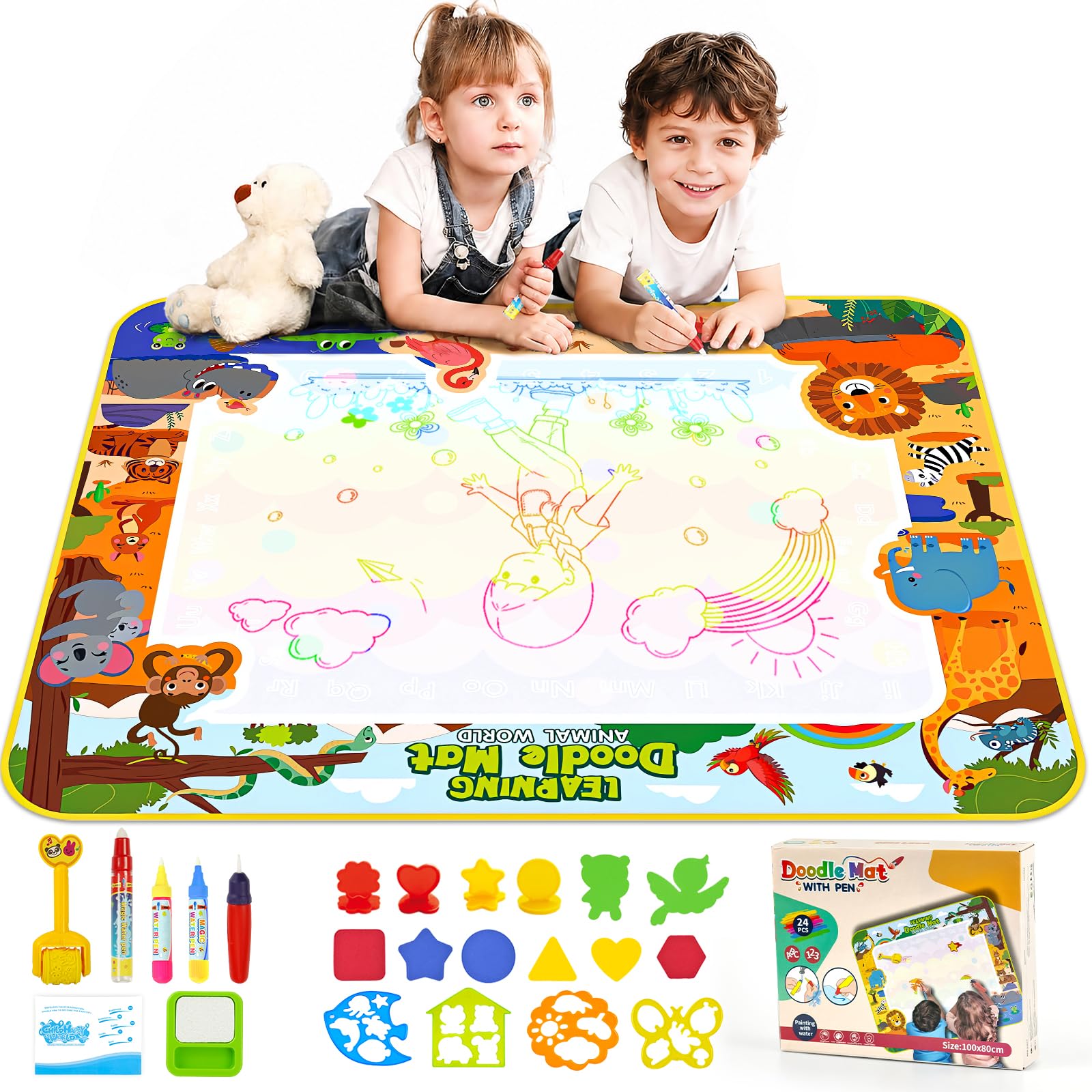 Wasser Malmatte Wiederverwendbar, Sensorik Spielzeug für Kinderspiele ab 3-5 Jahre, zum Spielen und Malen, Montessori Lernspielzeug, Geschenk Geburtstag Weihnachten Ostern