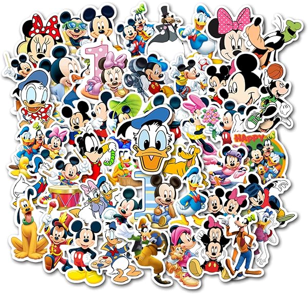 50Pcs Hot Disney Mickey Mouse Stickers for Water Bottle Cup Laptop Guitar Car Motorcycle Bike Skateboard Luggage Box Vin