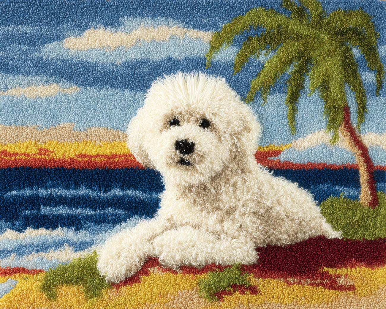 AMBATTERY Carpet Latch Hook Kit Dogs and Coconut Trees 55x75cm