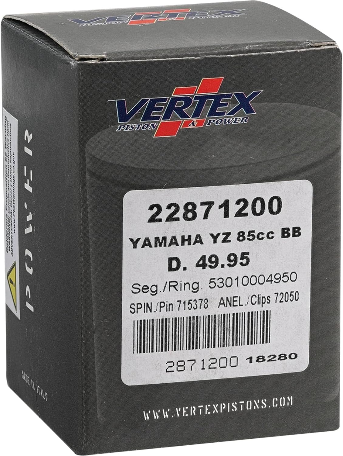Vertex Cast Big Bore Piston Kit 22871200 Compatible With/Replacement For Yamaha YZ 85 2002-2018