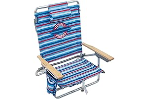 5-Position Classic Lay Flat Folding Backpack Beach Chair, Aluminum - Multi-Color