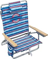 Tommy Bahama 5-Position Lay Flat Backpack Beach Chair with Cooler, Safe-Adjust, Rust-Proof Aluminum - Patriotic Stripe