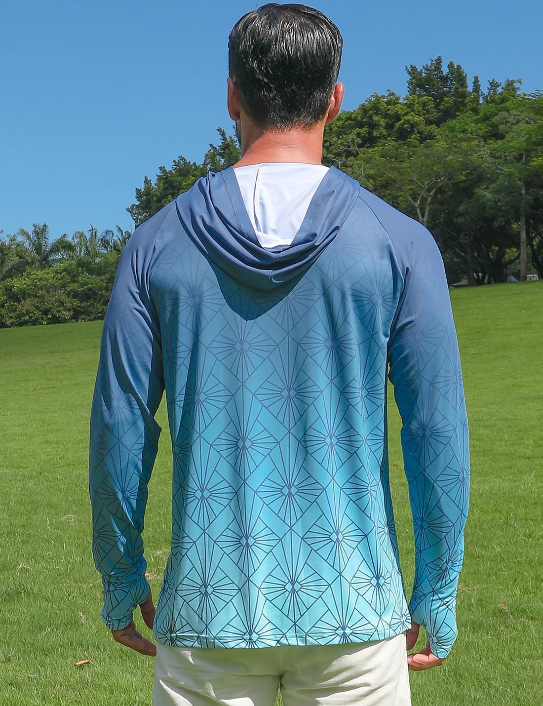 iCKER Men's UPF 50+ Sun Protection Hoodie Shirt Rash Guard Long Sleeve Shirt UV Fishing Outdoor Hiking Swimming Running - Image 2