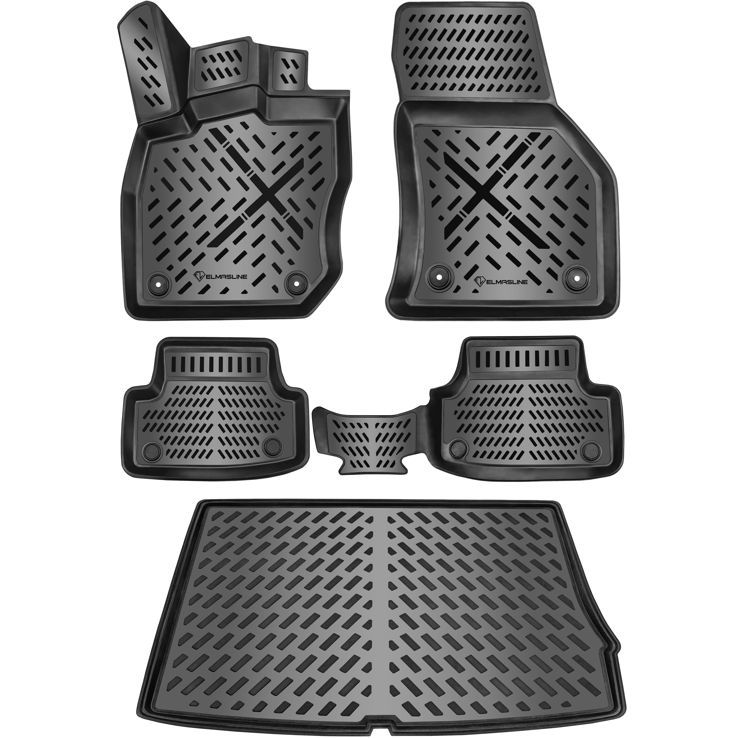 ELMASLINE Gummimatten & Kofferraumwanne Set für Cupra FORMENTOR 2020-2025 | Hoher Rand | Fußmatten + Kofferraummatte