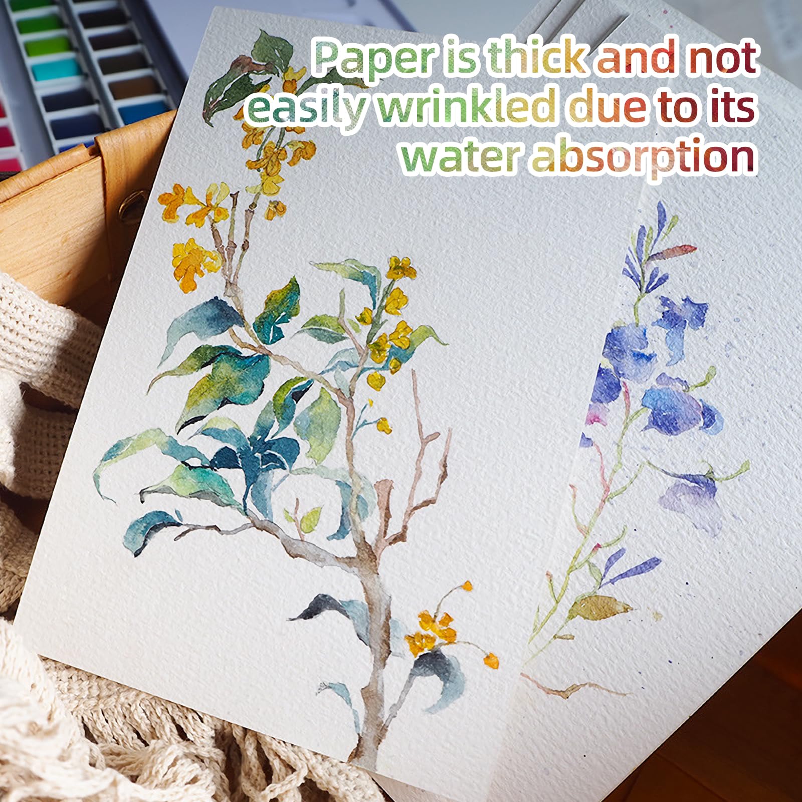 100 Stück 21,6 x 27,9 cm Baumwoll-Aquarellpapier, 63,5 kg/300 g/m² dickes kaltgepresstes Aquarellpapier, weißes Kunstpapier zum Zeichnen, Marker, Gouache, Acrylmalerei