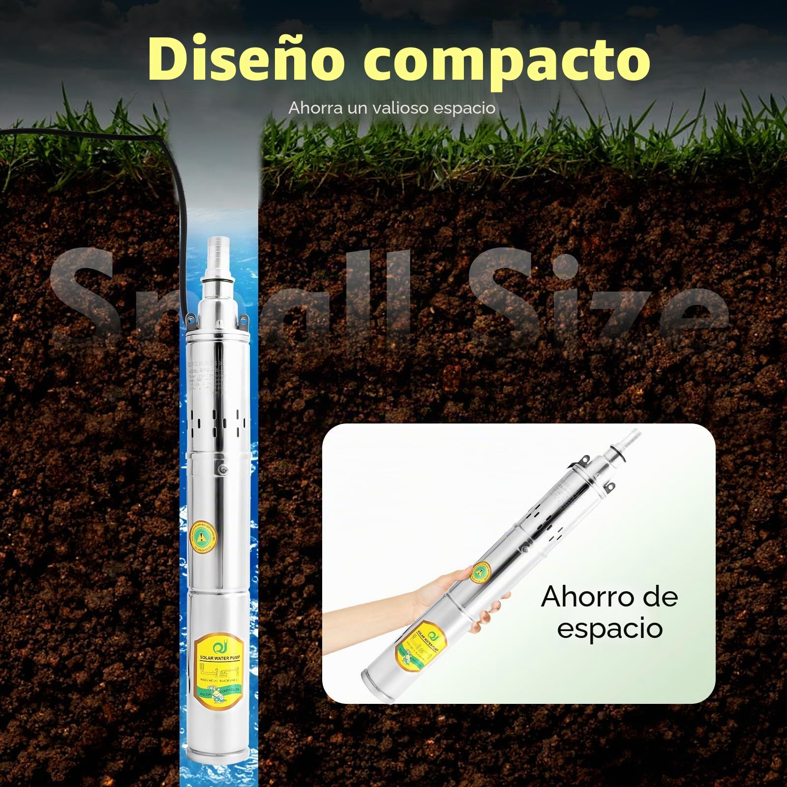 Bomba sumergible solar para fuentes, 24 V, 370 W, bomba de agua sumergible, 1800 l/h, bomba para fuente, fuente, máxima altura de 65 m