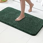 MIULEE Dark Green Absorbent Bath Rugs Soft Large Bathroom Mats Non-Slip and Quick-Drying for Bathroom Bathtub Showers, Machine Washable Carpet (24 x 36 Inches)