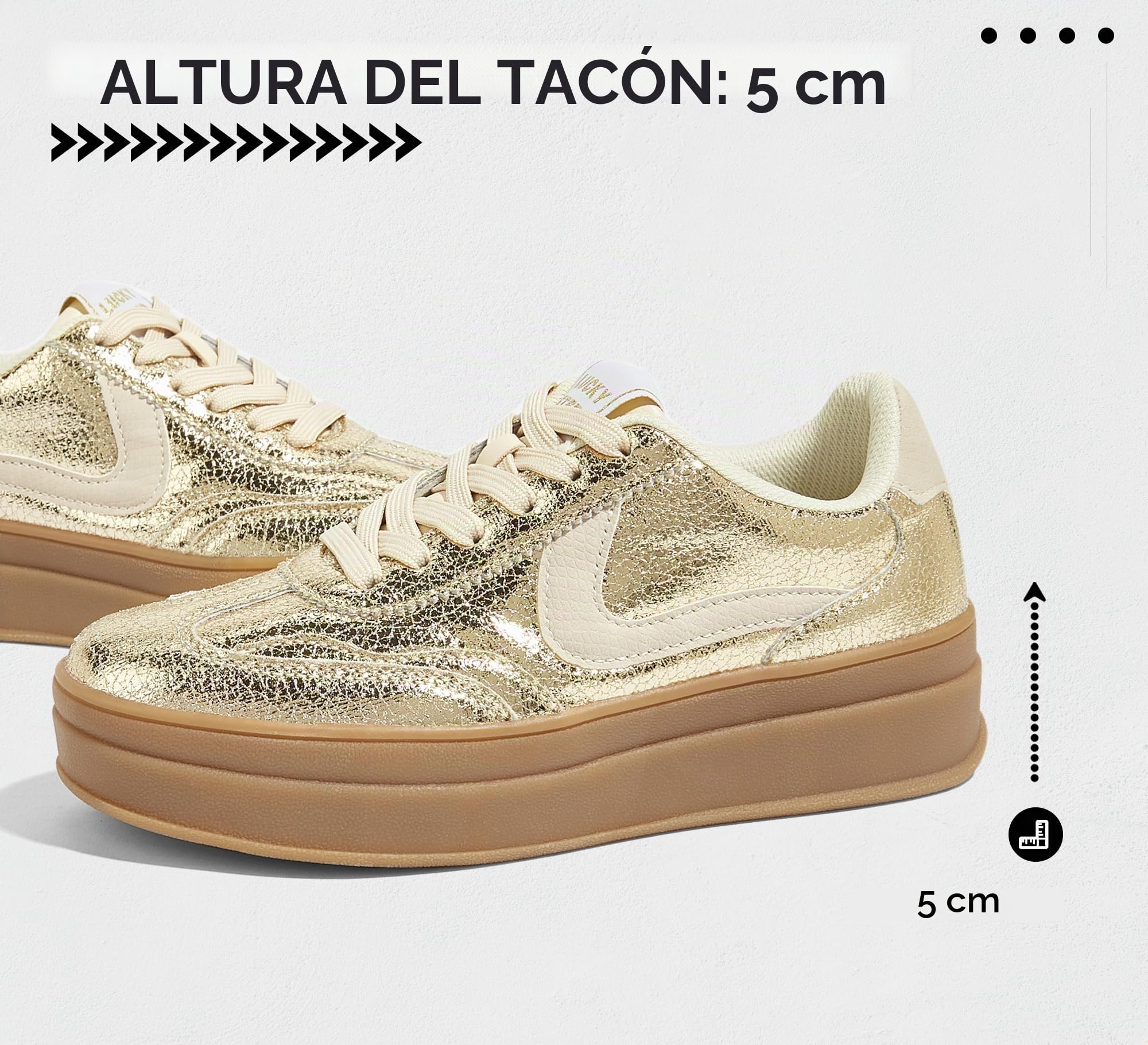 LUCKY STEP Zapatillas de Plataforma para Mujer – Retro, Casuales, Cómodas, Zapatos de Caminar, Suela Gruesa, Elegantes, Clásicas, Tenis