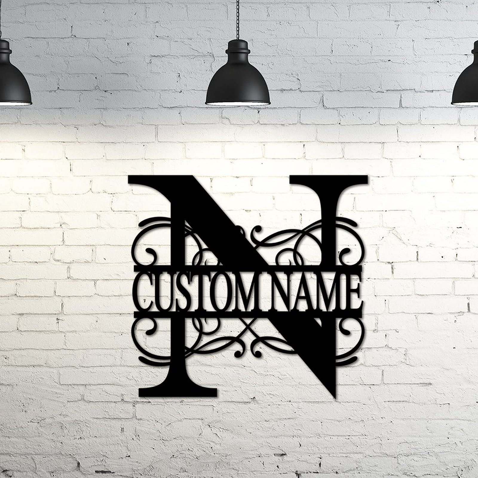 Monogramme en métal N haut de gamme panneau personnalisé nom de famille 35cm
