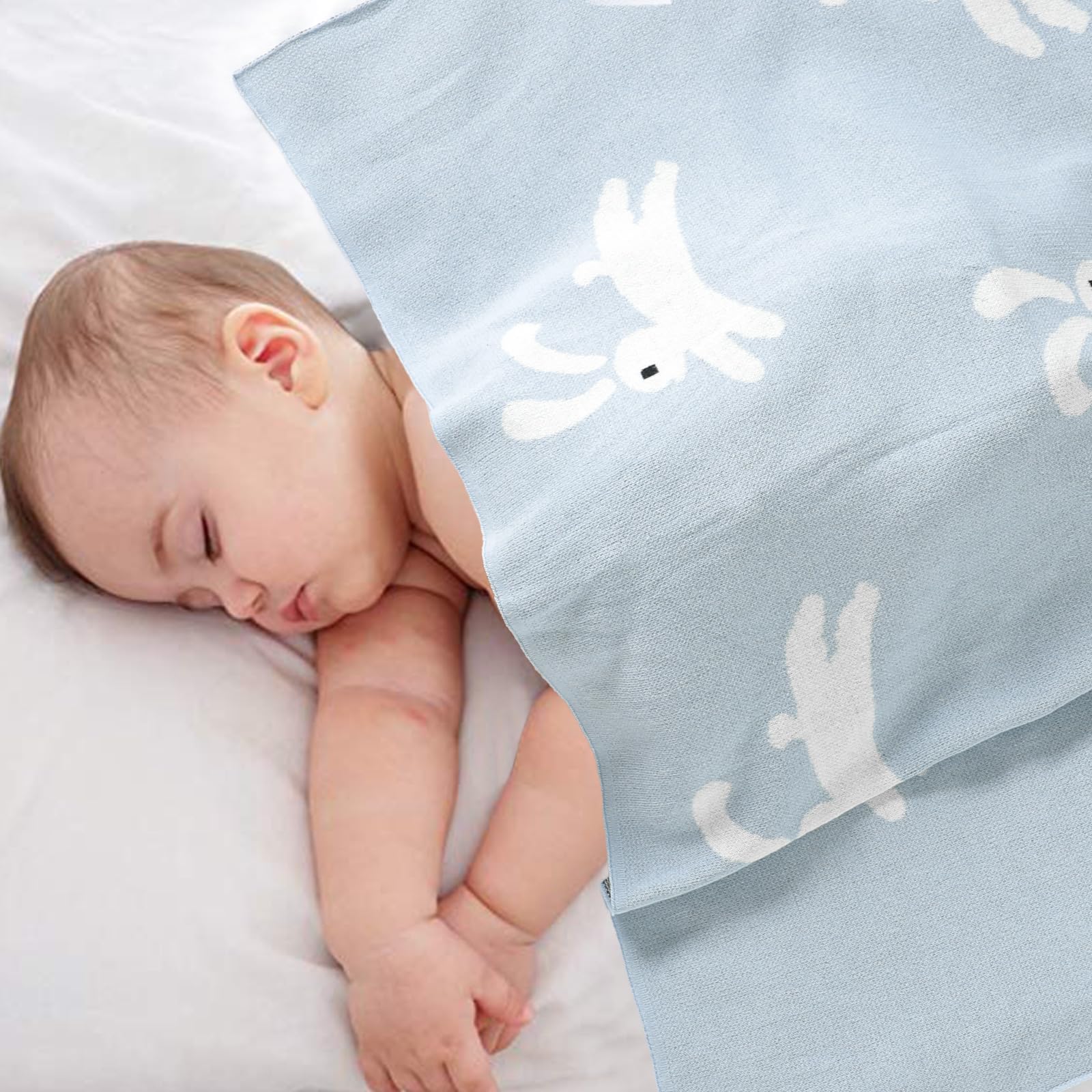Hadetoto Baby Blanket for Newborn Soft Cozy Knitted Cotton Blankets Baby Essentials Gifts for Newborn Girl Boy 100 x 80cm - Image 2