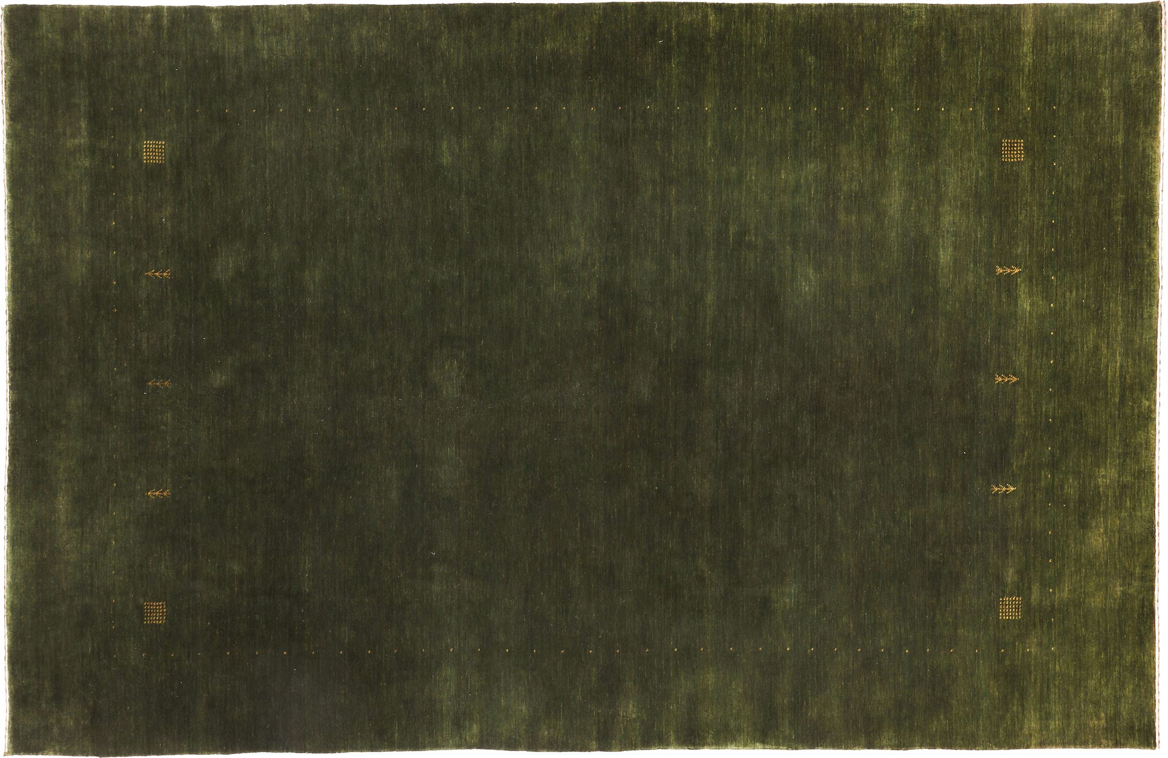 Tapis en laine Gabbeh vert 170x240 cm pour un salon esprit nature cosy
