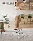 SONGMICS Ladder, 2 Step Ladder, Aluminium Ladder with 2 Non-Slip Steps, Multi-Purpose, Max. Load Capacity 150 kg, Silver Grey and Ink Black GLT012E01 - 2