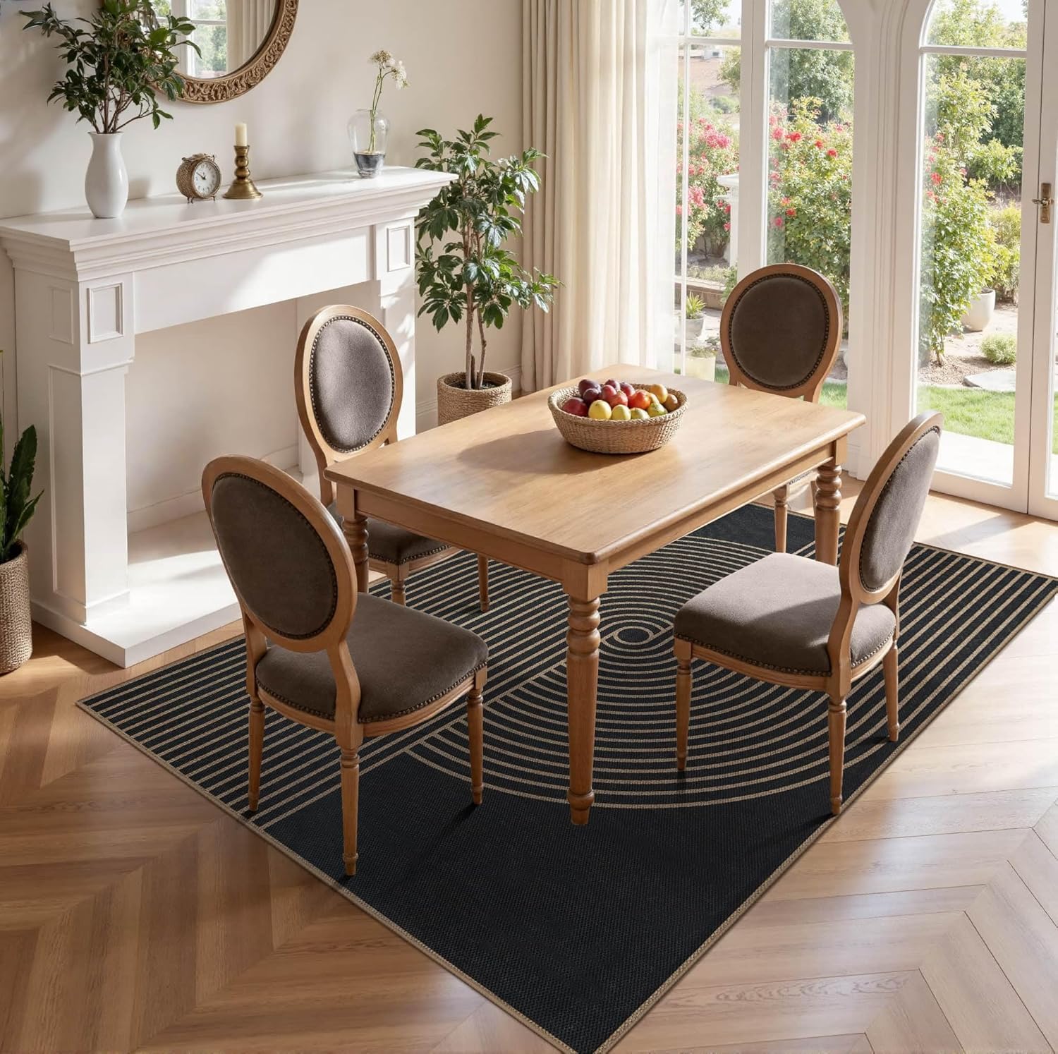 Latte&Fog Modern Easy Jute 4x6 Rug, Washable Outdoor Patio Rug for Living Room, Black and Brown Contemporary Non Slip Natural Indoor Carpet for Bedroom Backyard Office Dining Room