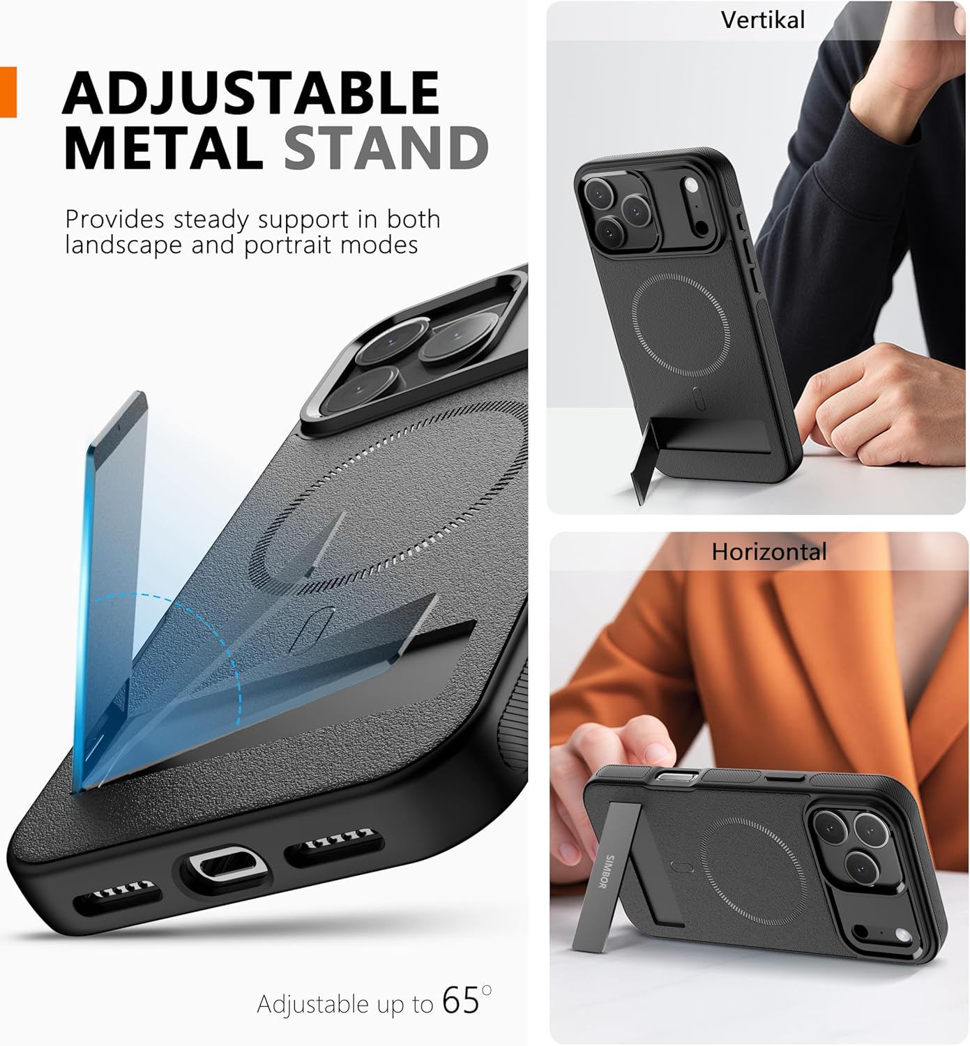 Magnetic for iPhone 17 Pro Max Case with Stand[Compatible with MagSafe] Slim Invisible Kickstand, Protective Anti-Fingerprint Phone Cove 6.9", Black - Image 2