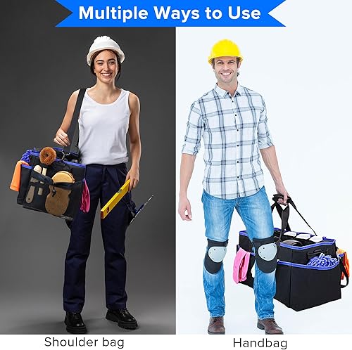 Miniatura 6 de 2 bolsas de detalles con bolsa de transporte pulidora, organizador de maletero de limpieza de automóvil, organizador de detalles grandes para