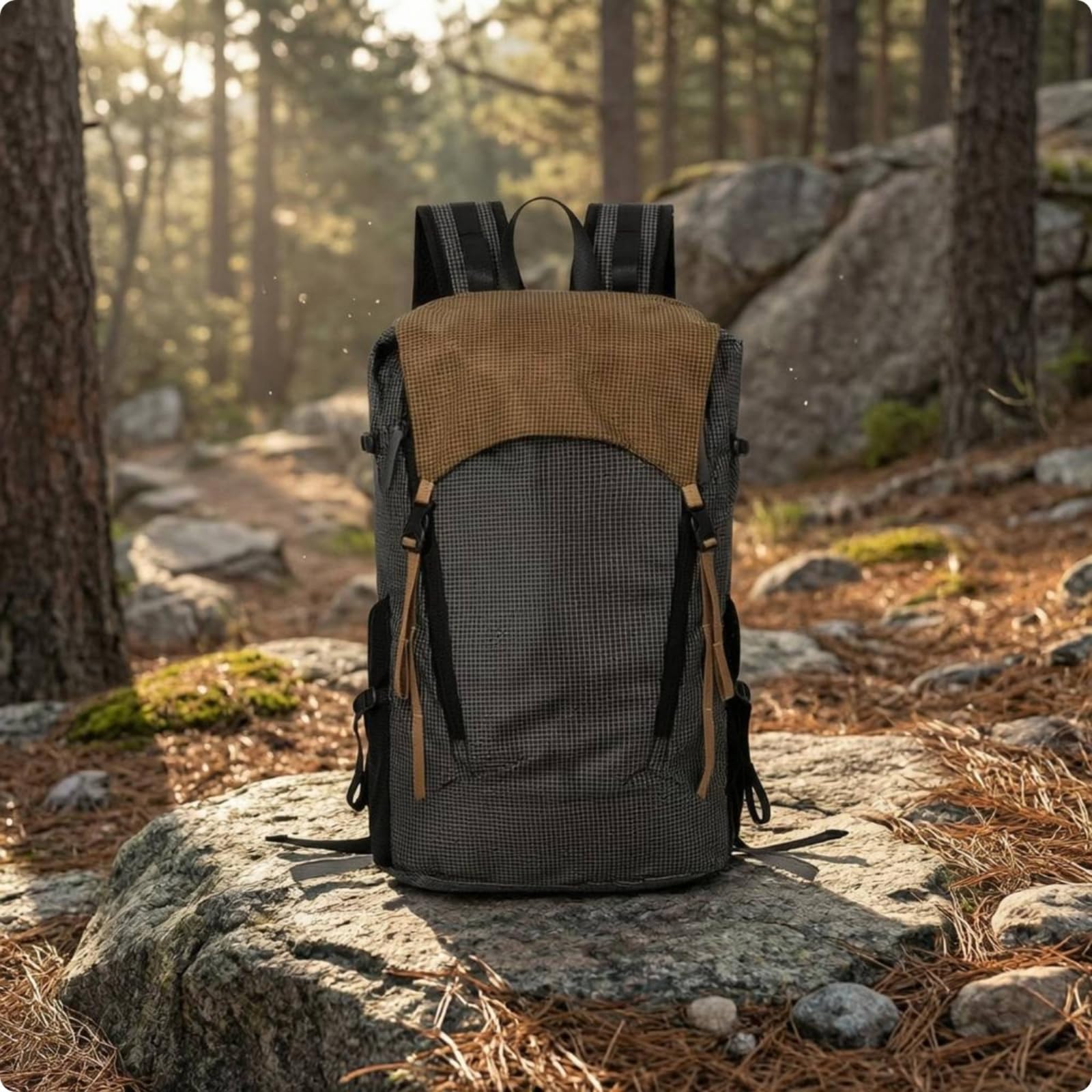 Outdoor Wanderrucksack Rucksack Tagesrucksack Trekkingrucksack mit Seitlichen Und Unteren Riemen zur Laststabilisierung Robuster Tragegriff für Bergpfade Trekking Büro, Schwarz, Schwarz, L