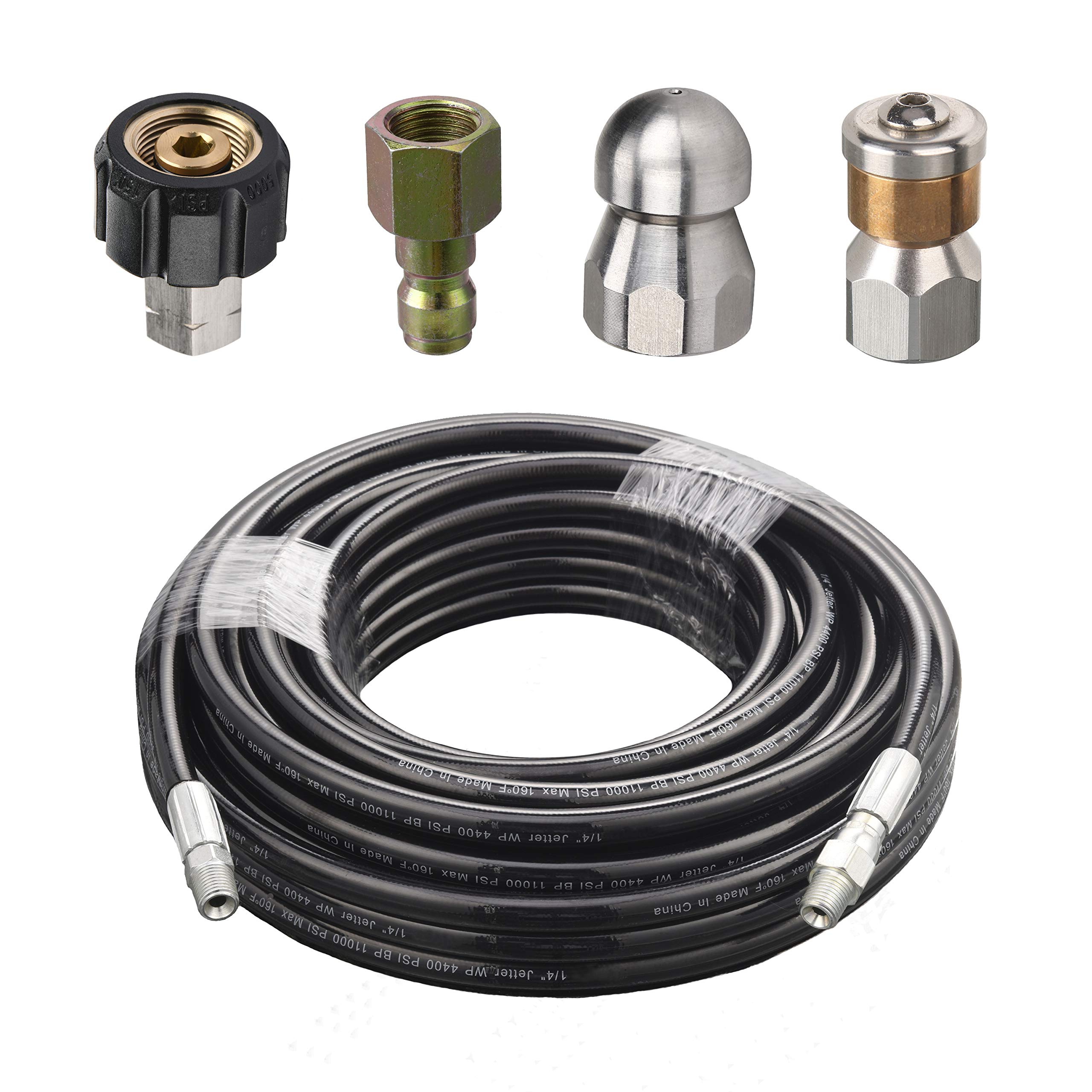 RIDGE WASHER Sewer Jetter Kit for Pressure Washer, 50 Feet Hose, 1/4