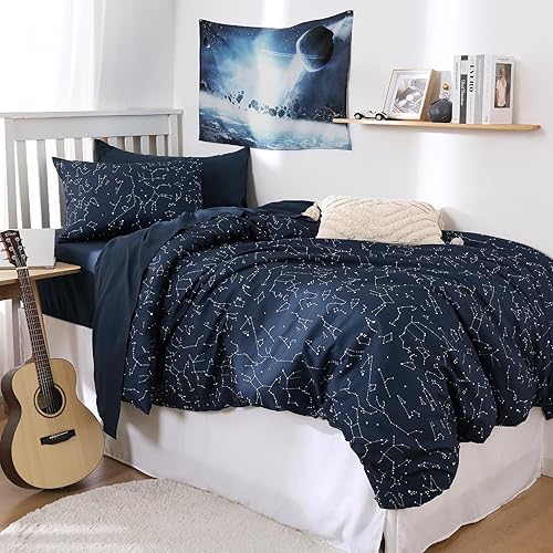 Wake In Cloud - Juego de funda de edredón de constelación, astrología espacial de galaxia celestial para adolescentes, niños y niñas, ropa de cama