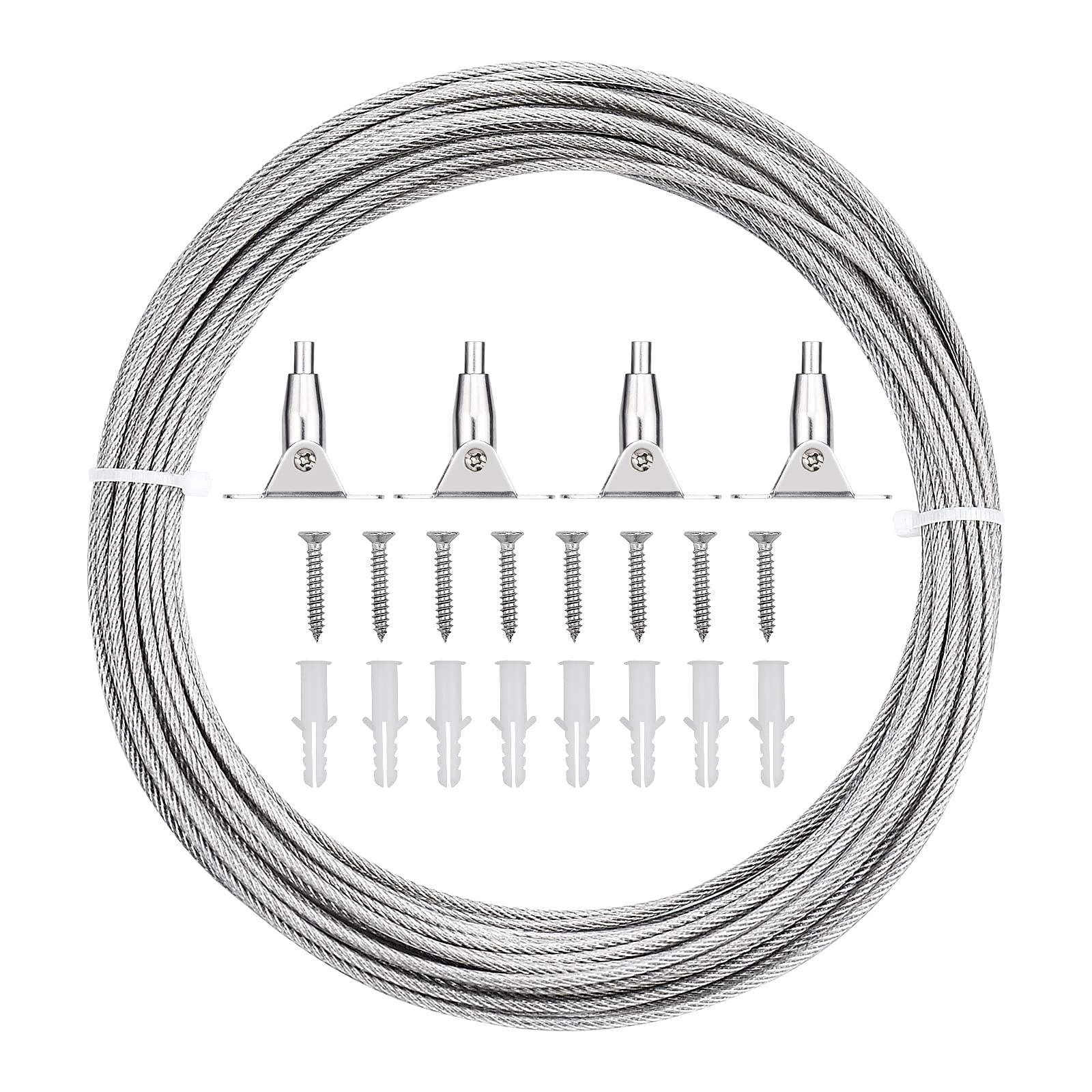 Cavo Acciaio 10m Per Tende Regolabile - Fune Metallica 2mm Con Viti | Kit Completo