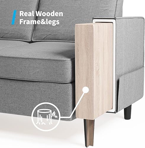 Miniatura 5 de BALUS Sofá modular convertible con otomana de almacenamiento, sofás seccionales en forma de L de lino para sala de estar, sofá modular de 3 asientos