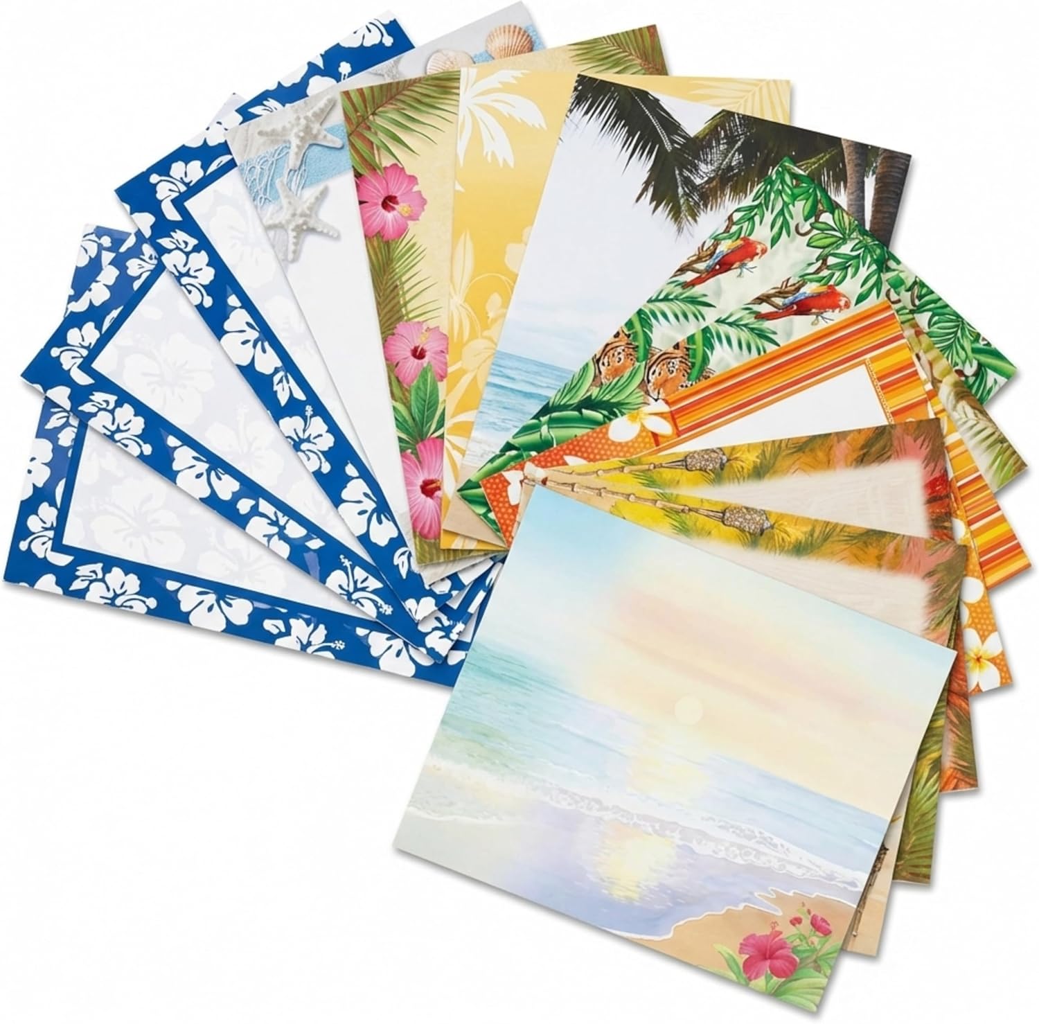 PaperDirect Everyday Tropical Border Paper, 100 Sheets Ocean, Beach, Palm Tree & Floral Designs, 8.5 x 11 Premium Printer Stationery Letterhead for Invitations, Flyers & Summer-Themed Prints