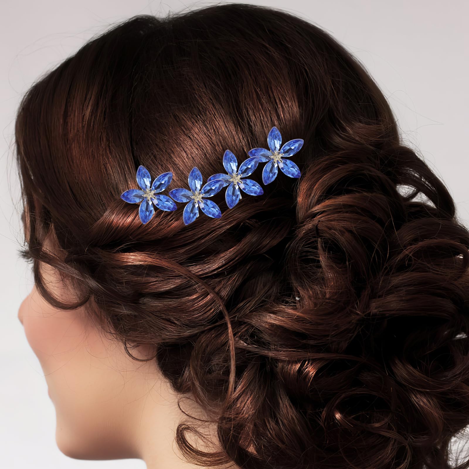 minkissy 4 niebieskie szpilki do włosów na wesele, w kształcie litery U, spinki do włosów, spinki do włosów na wesele, szpilki do włosów typu chignon do włosów, ze stopu metali, dla panny młodej,