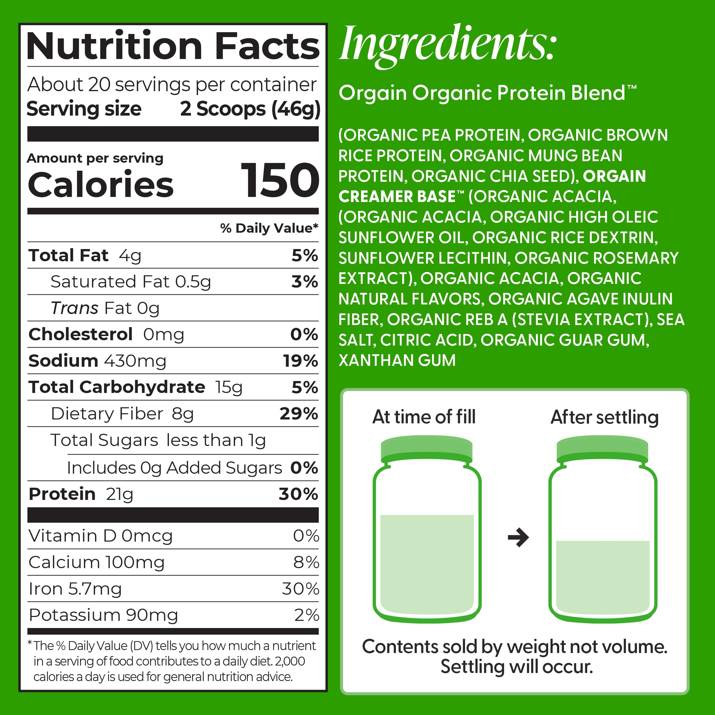 Orgain Organic Vegan 21g Protein Powder, Strawberries & Cream, 2.03 lb — Amazon image 2