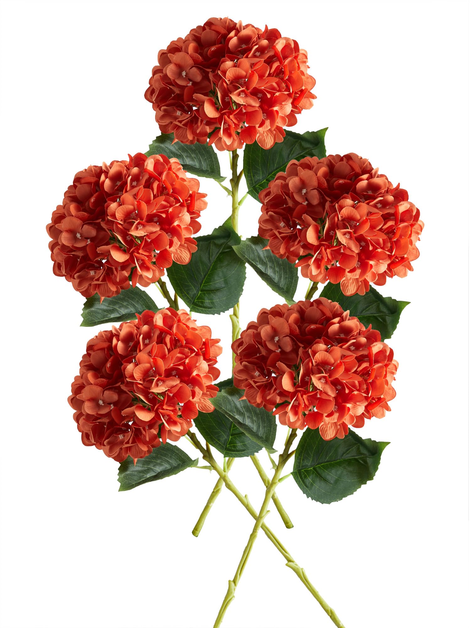 PARTY JOY 5PCS 15.4In Fall Decor Artificial Fall Flowers Bouquet Faux Hydrangea Stems for Wedding Centerpieces Fall Autumn Decorations for Home