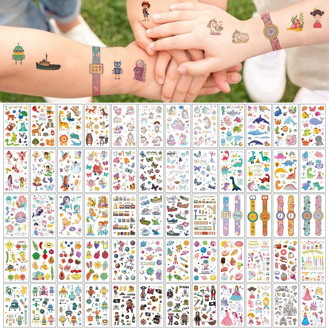 LEADTEAM Kindertattoos 30 Blätter – Leuchtende Motive Für Mädchen & Jungen, Wasserfest, 3–5 Tage Haltbar, Ideal Für Geburtstagsdeko, Mitgebsel, Einschulung