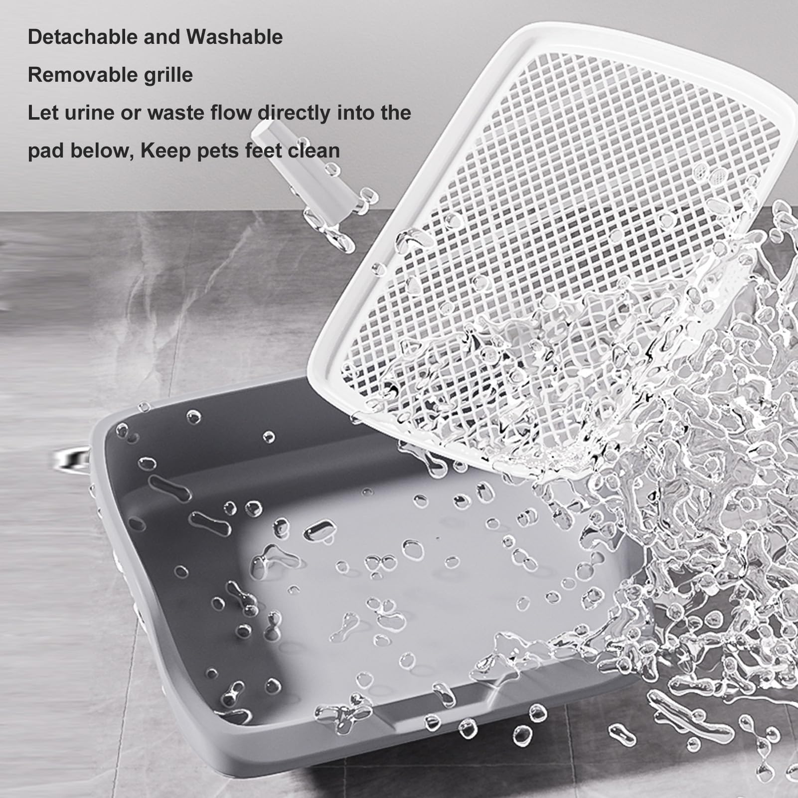 Chiot Potty Training Tray Détachable Lavable Maille Chien Pee Pad Titulaire Plateau pour Petite Race Chiens Intérieur Extérieur Utilisation Durable PP Polypropylène Matéri (Gris)