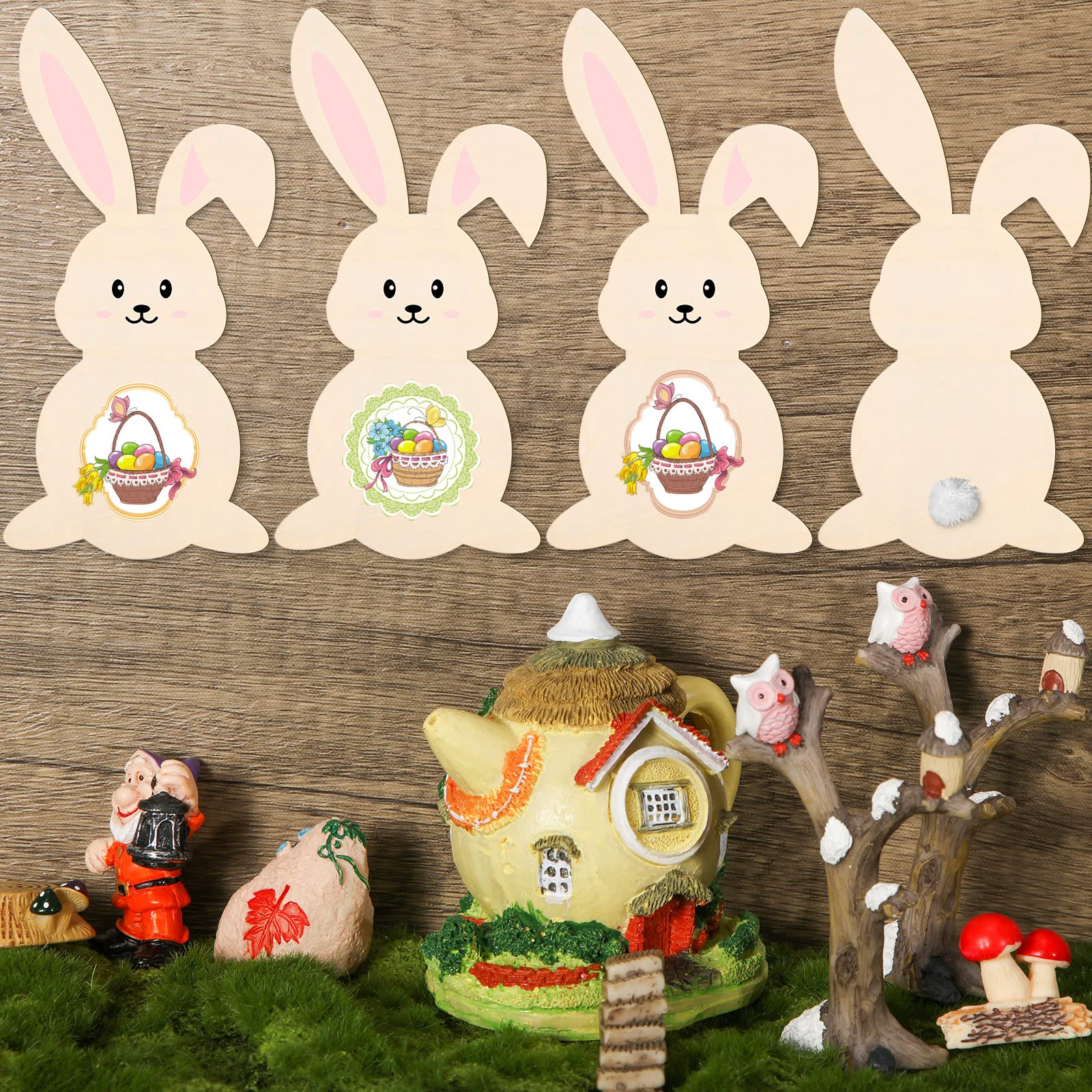 10 Piezas De Formas De Conejos De Pascua, Recortes De Madera Sin Terminar. Paquete De Conejos, Conejo De Madera Cortado Con Láser - México