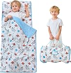 Lasoftan Toddler Nap Mat with Pillow and Blanket, Extra Large Rolled Napping Mats,Slumber Bags for Boys Girls,Kids Sleeping Bag for Daycare, Preschool Travel Camping