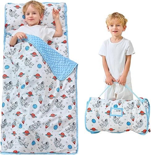 Tapete para siesta para niños con almohada y manta, tapetes enrollados extra grandes para siestas, bolsas de dormir para niños y niñas, saco de